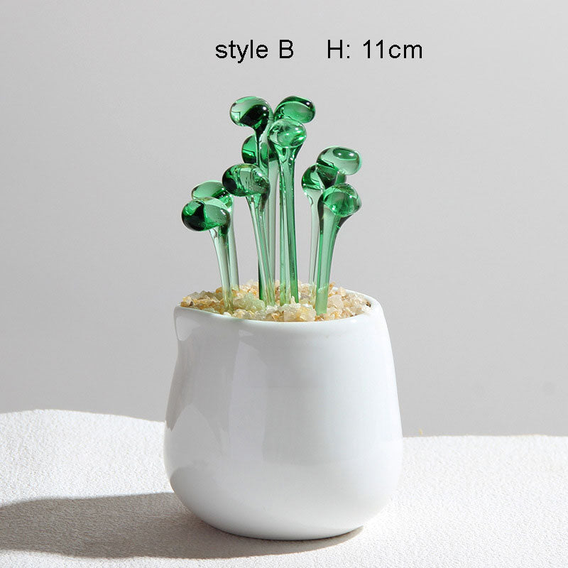 Mini Colorful Glass Plant Set | Versatile Colorful Glass Mini Plant | Gifts Set