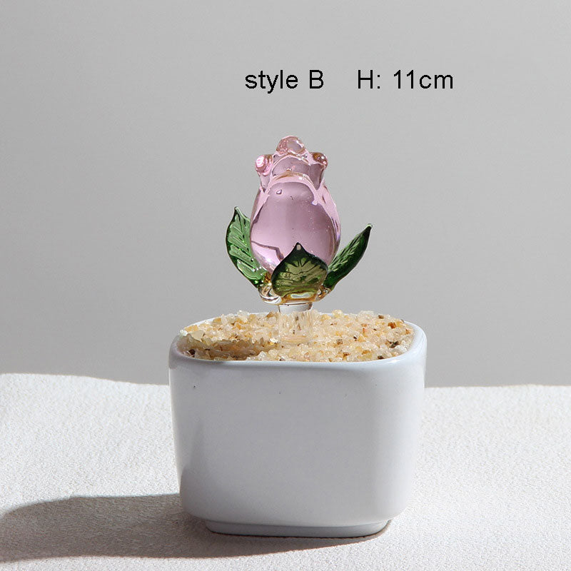 Mini Colorful Glass Plant Set | Versatile Colorful Glass Mini Plant | Gifts Set