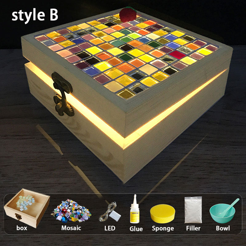 Colorful Mosaic Wooden Storage Box - Children's DIY Craft Kit