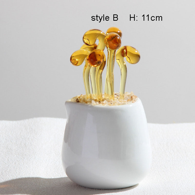 Mini Colorful Glass Plant Set | Versatile Colorful Glass Mini Plant | Gifts Set