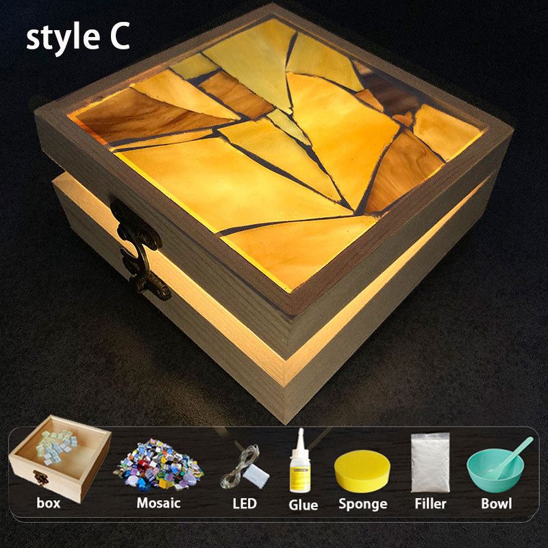 Colorful Mosaic Wooden Storage Box - Children's DIY Craft Kit