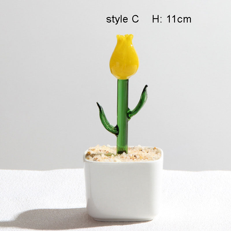 Title Mini Colorful Glass Plant Set | Versatile Colorful Glass Mini Plant | Gifts Set