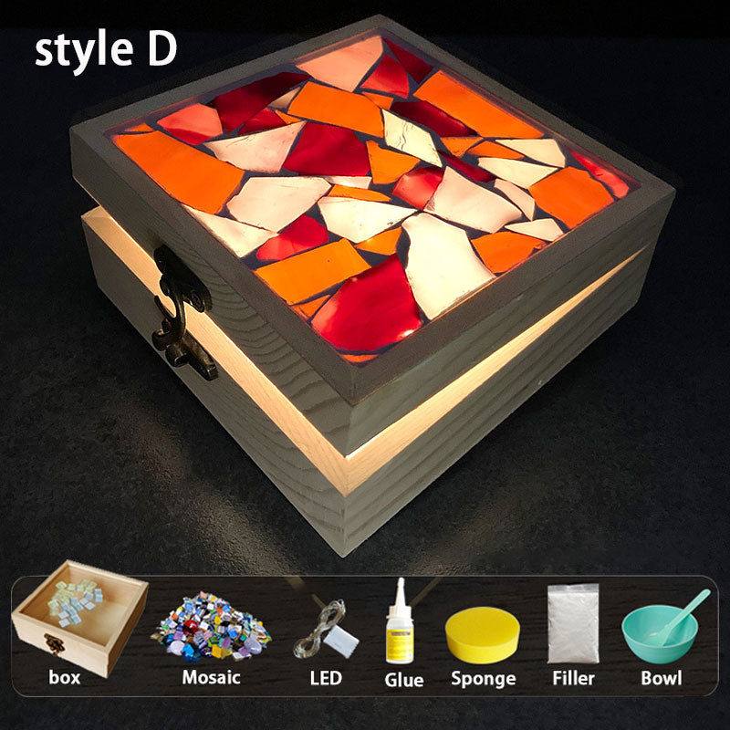 Colorful Mosaic Wooden Storage Box - Children's DIY Craft Kit