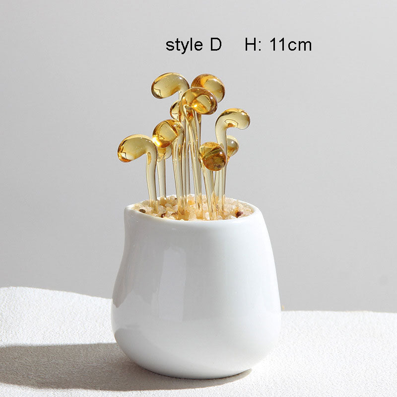 Mini Colorful Glass Plant Set | Versatile Colorful Glass Mini Plant | Gifts Set