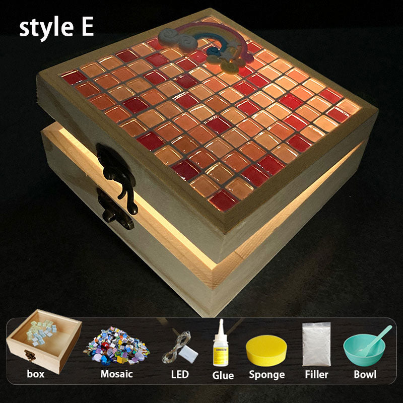 Colorful Mosaic Wooden Storage Box - Children's DIY Craft Kit