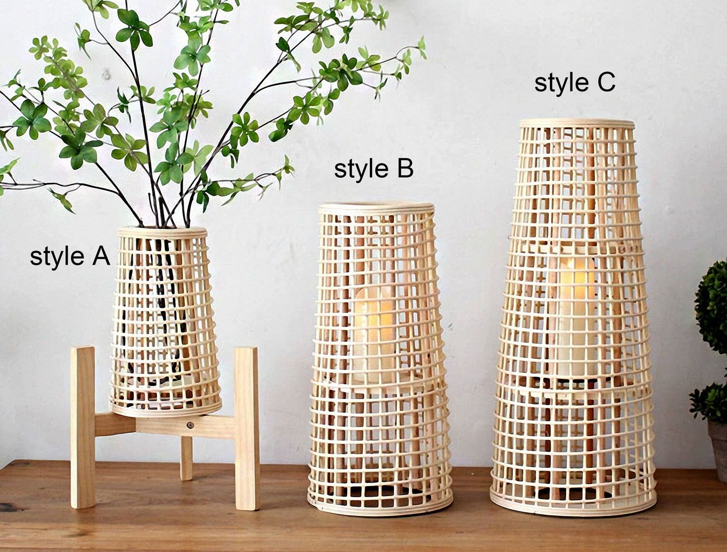 Handwoven Straw Lantern - Boho Home Decor or Outdoor Lighting
