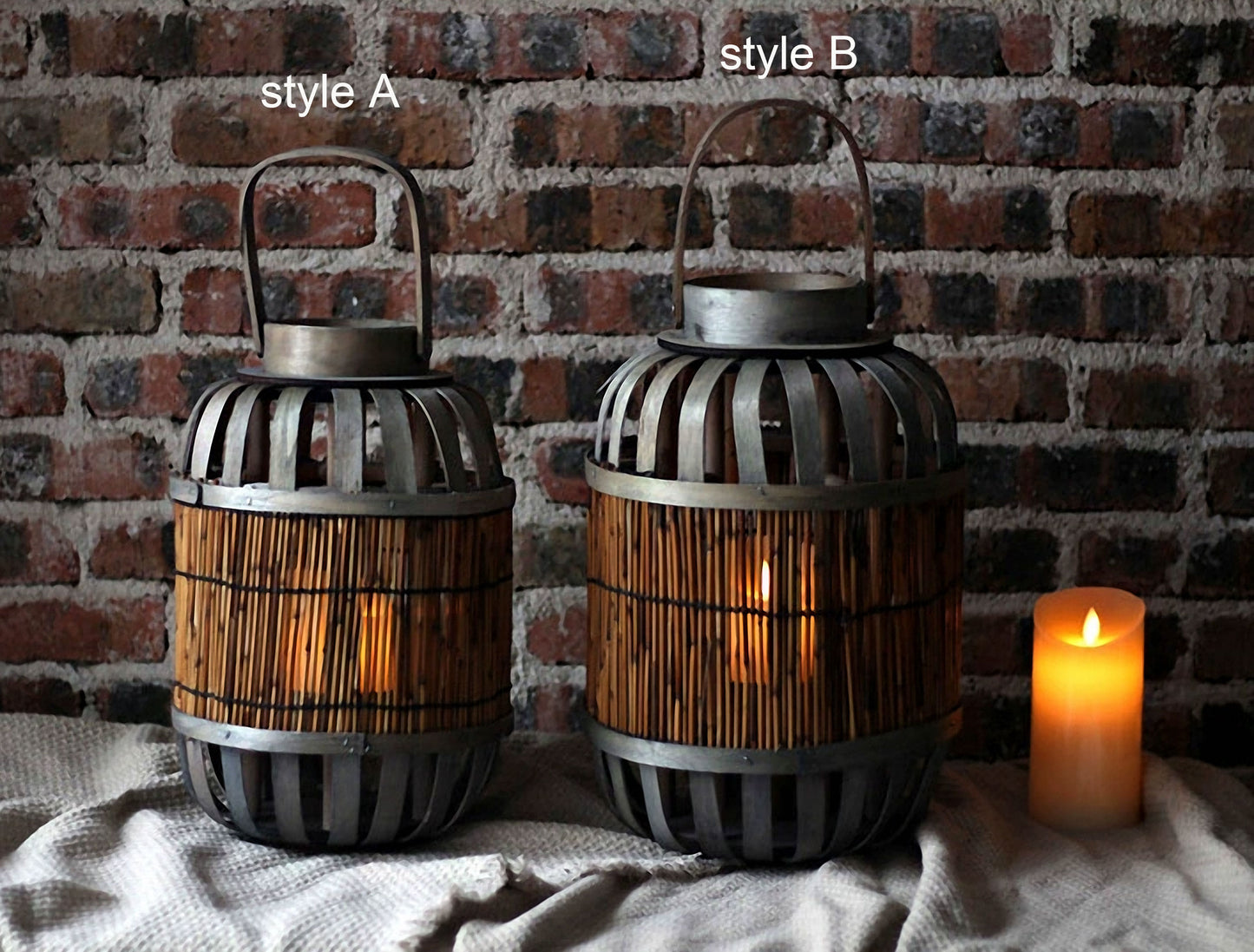 Handwoven Straw Lantern - Boho Home Decor or Outdoor Lighting