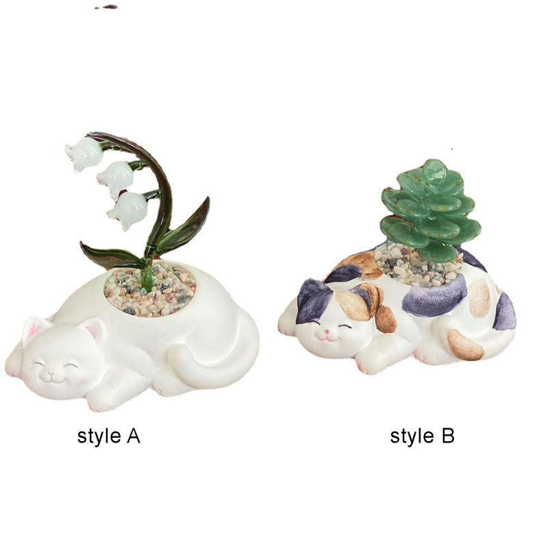 Mini Colorful Glass Plant Set | Versatile Colorful Glass Mini Plant | Gifts Set