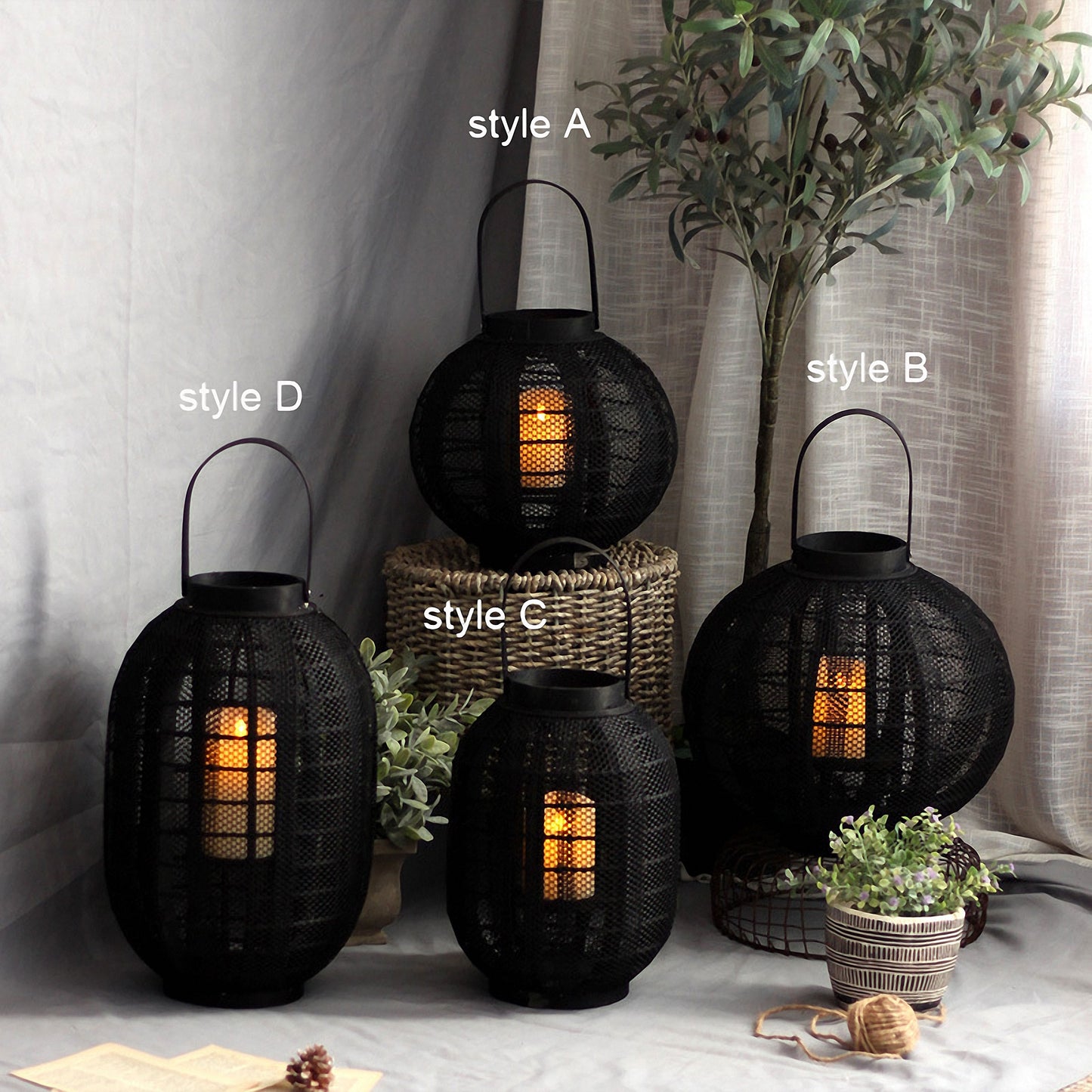 Handwoven Straw Lantern - Boho Home Decor or Outdoor Lighting