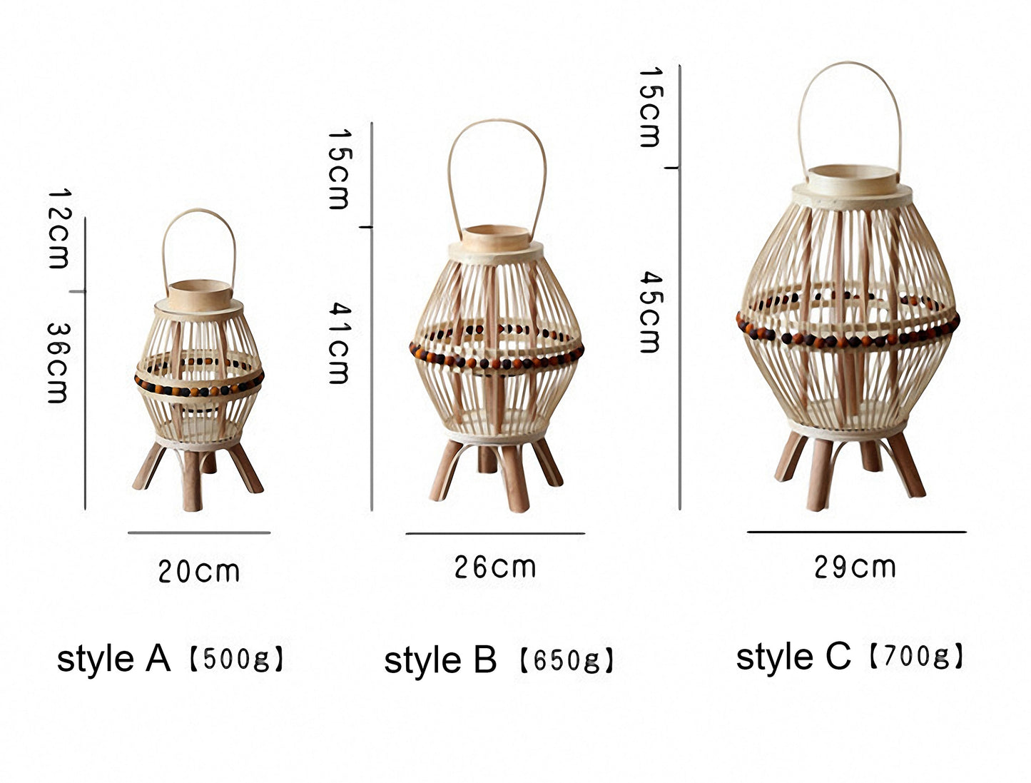 Handwoven Straw Lantern - Boho Home Decor or Outdoor Lighting