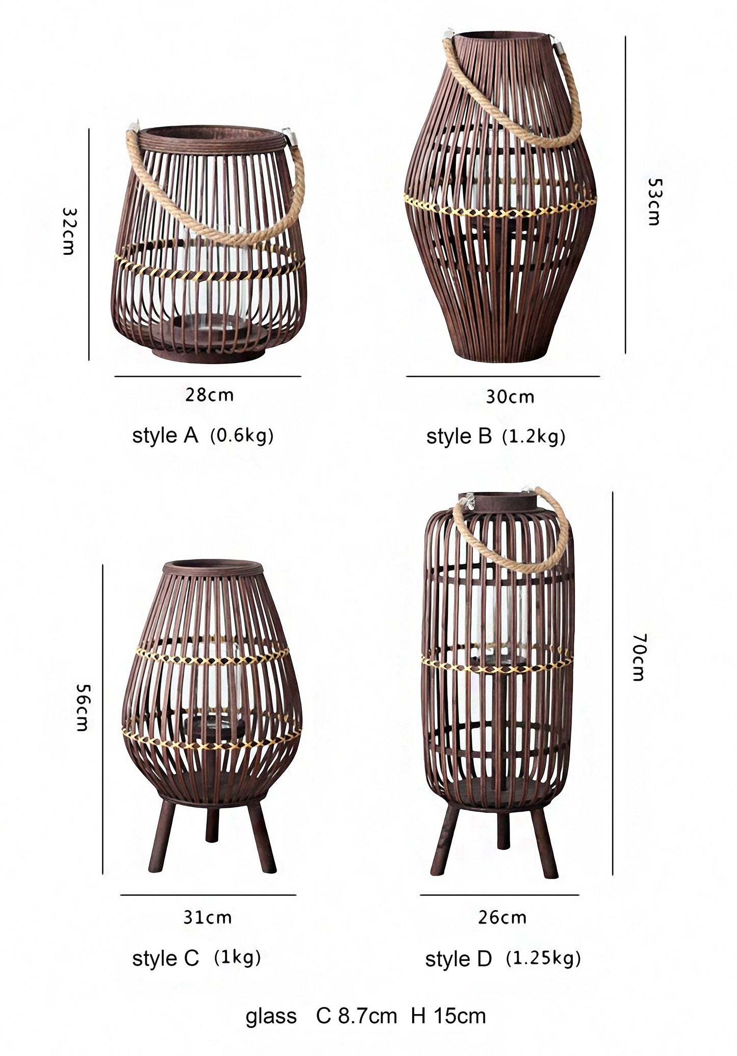 Handwoven Straw Lantern - Boho Home Decor or Outdoor Lighting