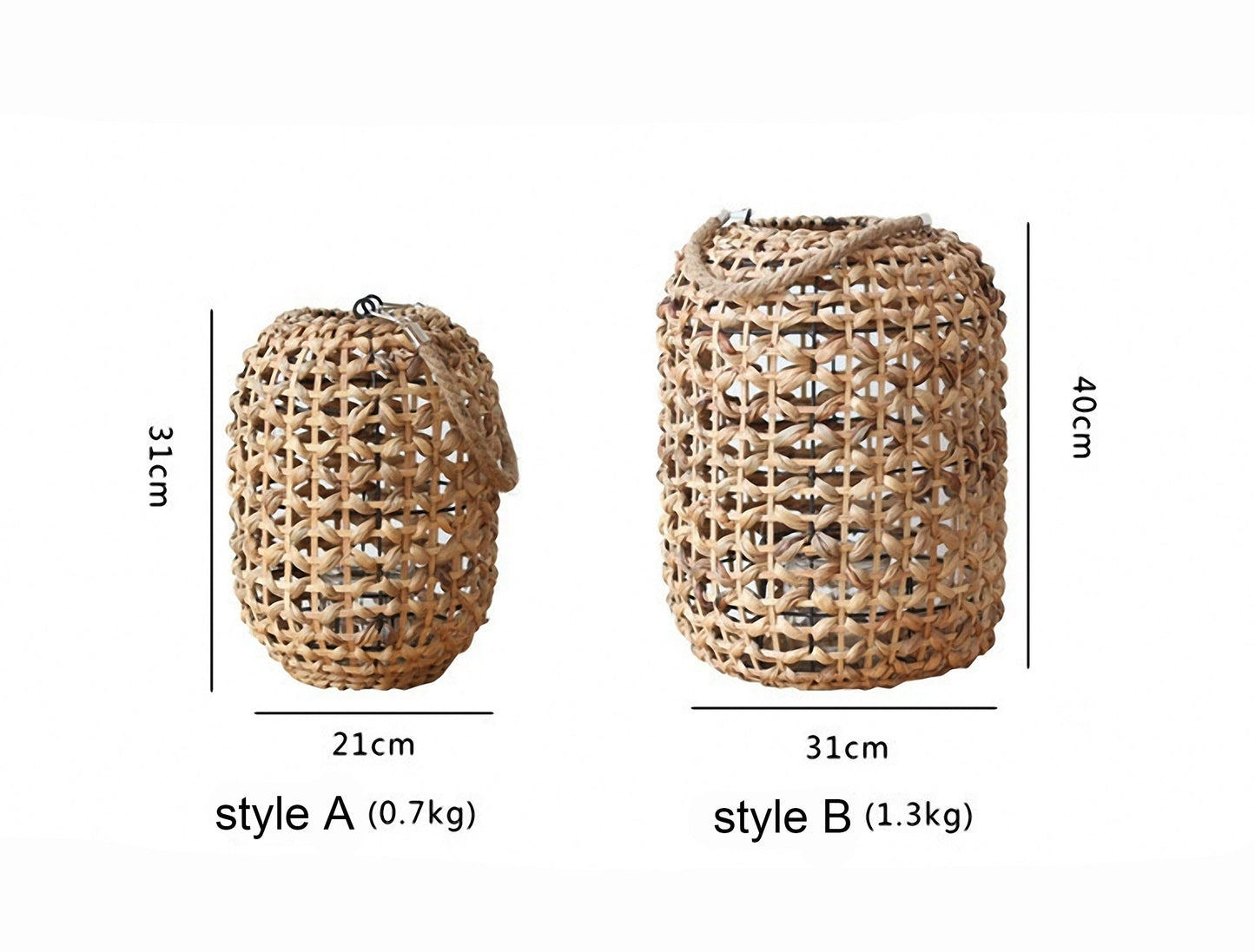 Handwoven Straw Lantern - Boho Home Decor or Outdoor Lighting