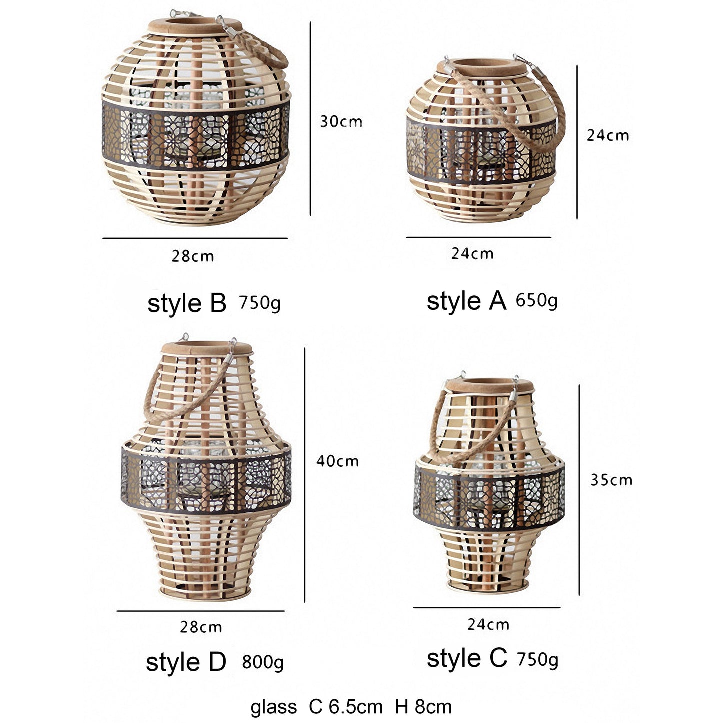 Handwoven Straw Lantern - Boho Home Decor or Outdoor Lighting