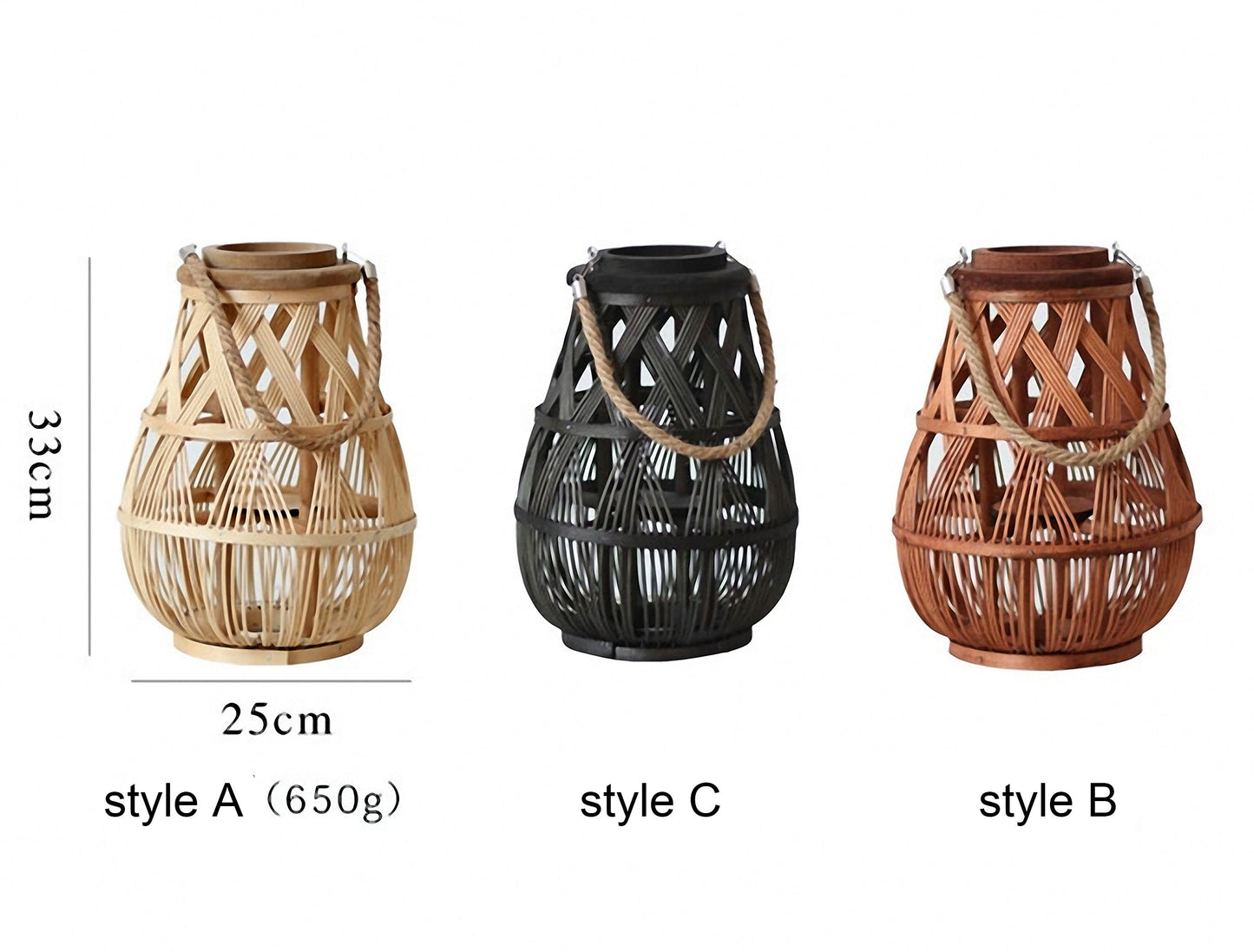 Handwoven Straw Lantern - Boho Home Decor or Outdoor Lighting