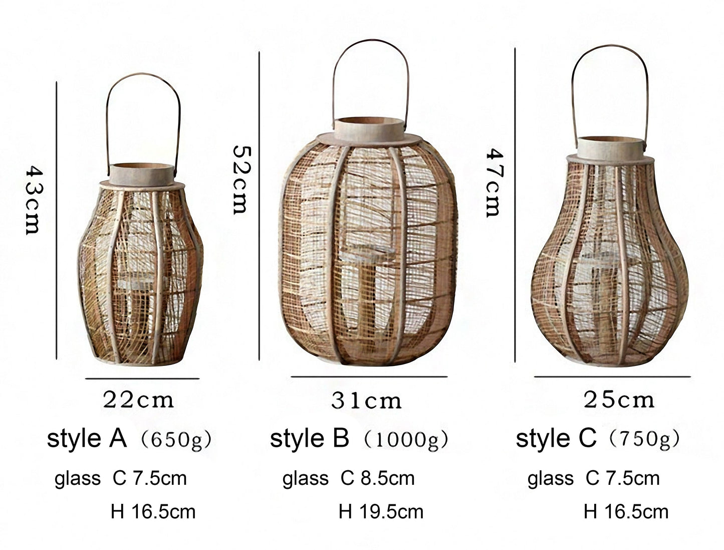 Handwoven Straw Lantern - Boho Home Decor or Outdoor Lighting