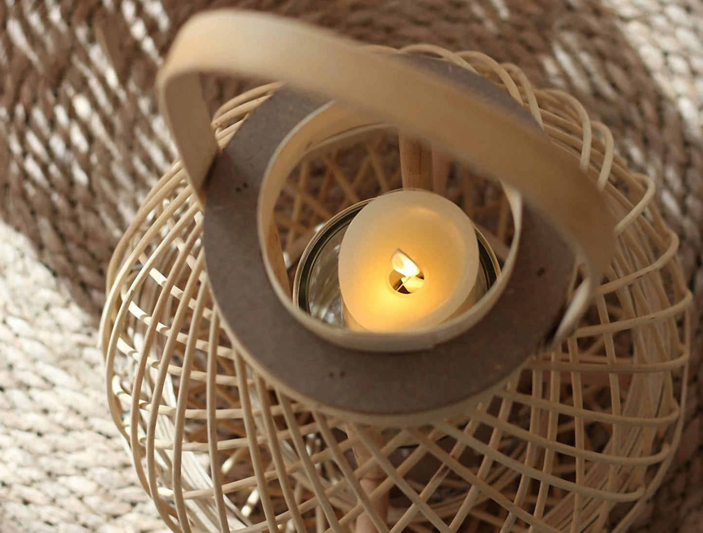 Handwoven Straw Lantern - Boho Home Decor or Outdoor Lighting