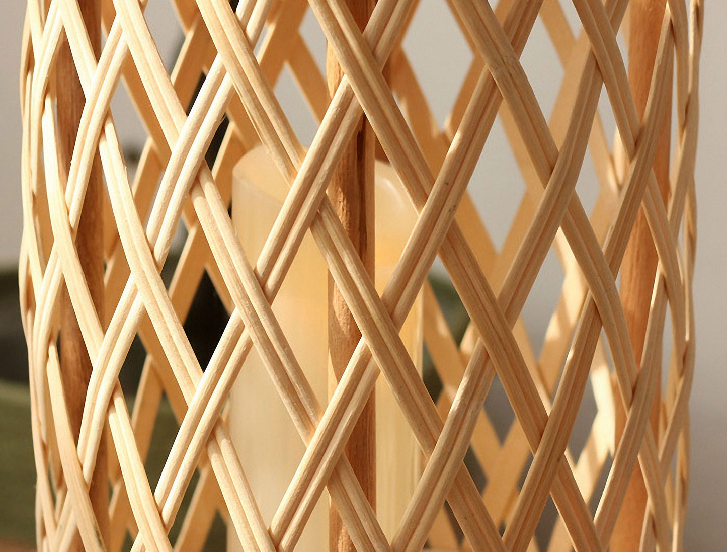 Handwoven Straw Lantern - Boho Home Decor or Outdoor Lighting
