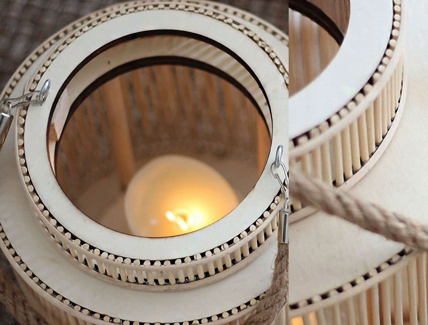 Handwoven Straw Lantern - Boho Home Decor or Outdoor Lighting