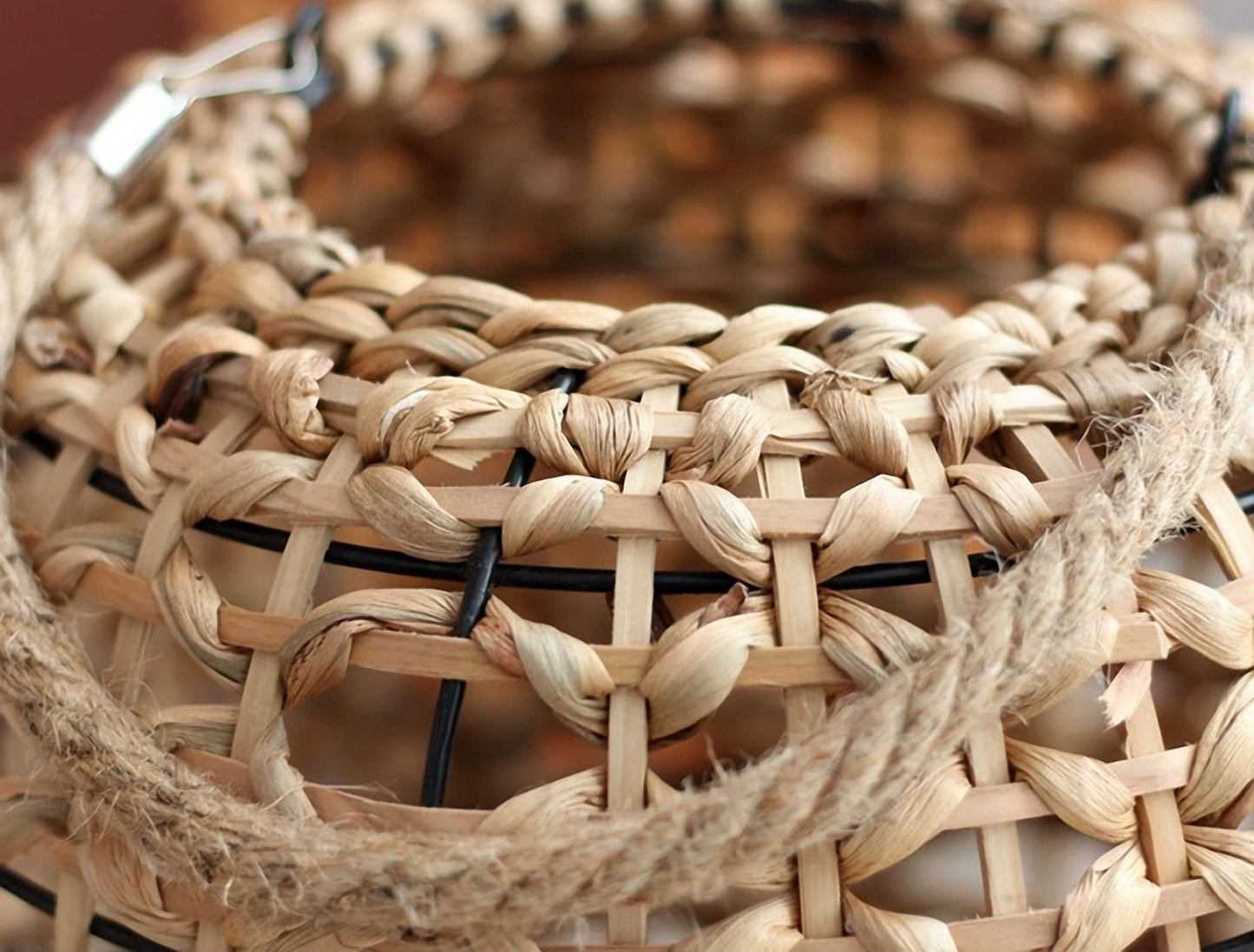 Handwoven Straw Lantern - Boho Home Decor or Outdoor Lighting