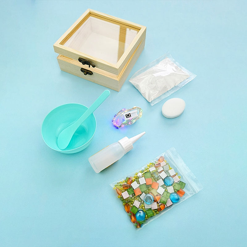 Colorful Mosaic Wooden Storage Box - Children's DIY Craft Kit