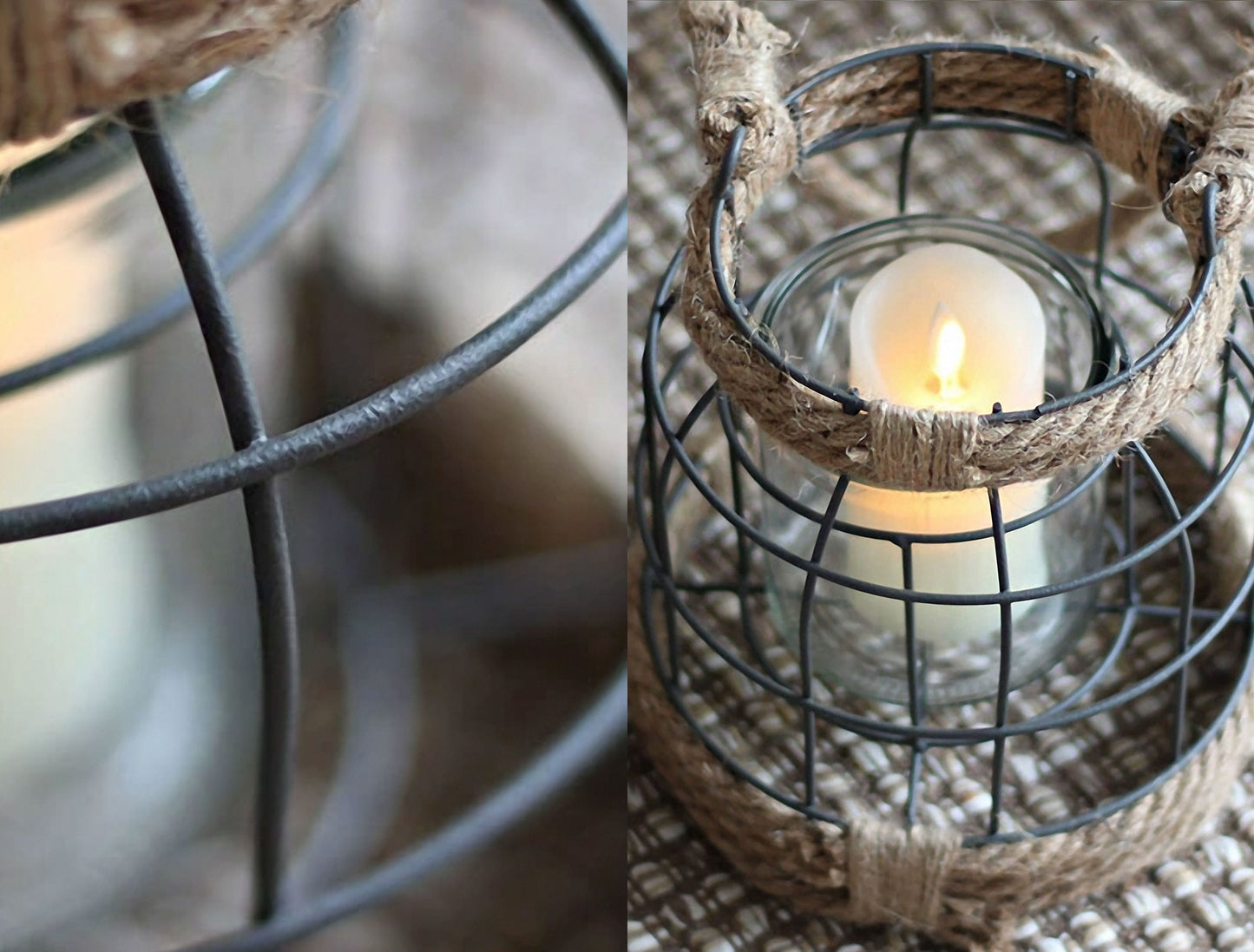 Handwoven Straw Lantern - Boho Home Decor or Outdoor Lighting