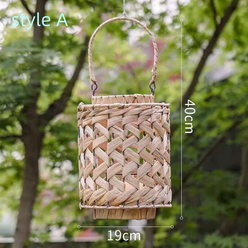 Handwoven Straw Lantern - Boho Home Decor or Outdoor Lighting