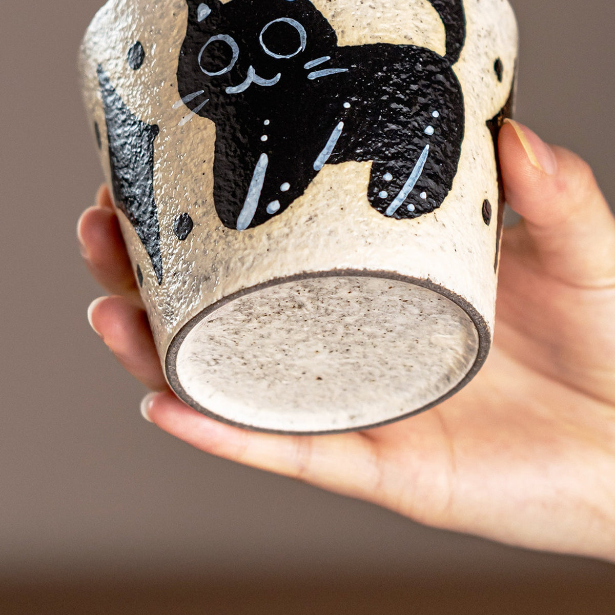 Handcrafted Ceramic Black Cat Coffee Mug, Chinese Retro Style, Underglaze, gallery view 3