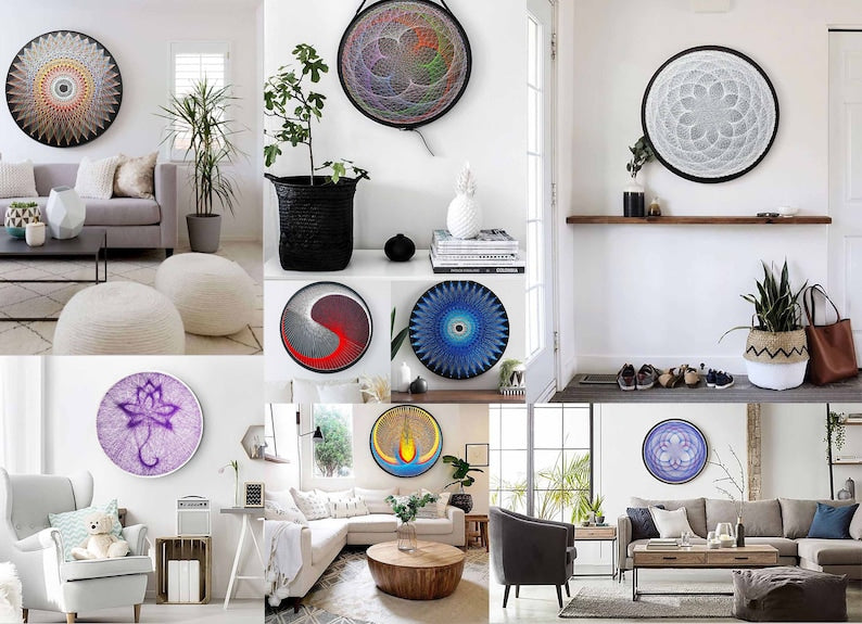 Kind of Blue Mandala String Art DIY Wall Hanging Room Decor Meditation Art Gift for Yoga Lovers