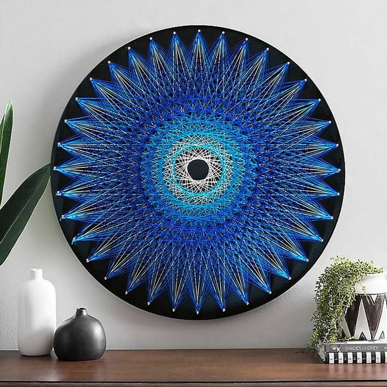 Kind of Blue Mandala String Art DIY Wall Hanging Room Decor Meditation Art Gift for Yoga Lovers