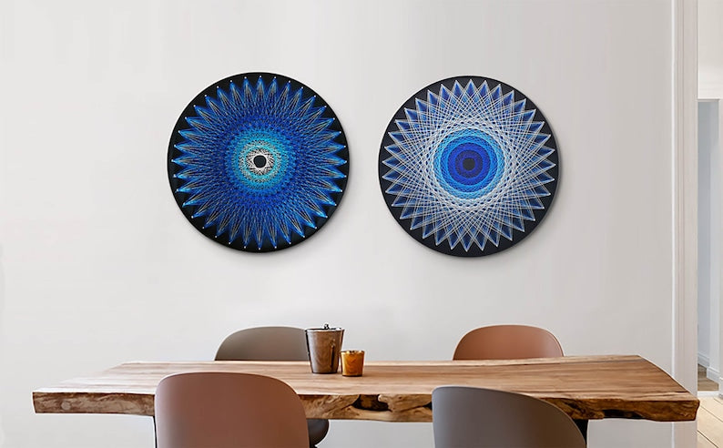 Kind of Blue Mandala String Art DIY Wall Hanging Room Decor Meditation Art Gift for Yoga Lovers