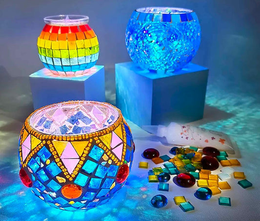 Glass Mosaic Candle Holder DIY Kit Tea Light Holders Mosaic candle holders for bohemian home decor