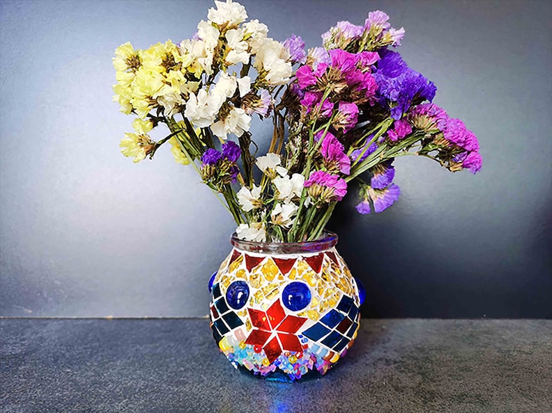 Glass Mosaic Candle Holder DIY Kit Tea Light Holders Mosaic candle holders for bohemian home decor