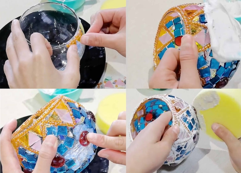 Glass Mosaic Candle Holder DIY Kit Tea Light Holders Mosaic candle holders for bohemian home decor