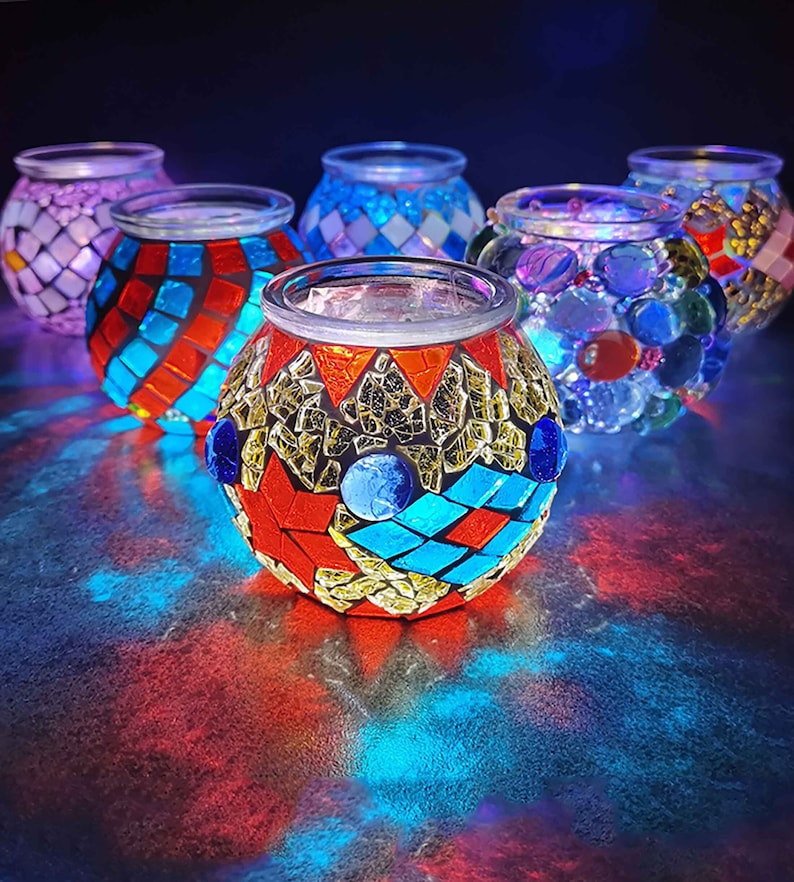 Glass Mosaic Candle Holder DIY Kit Tea Light Holders Mosaic candle holders for bohemian home decor