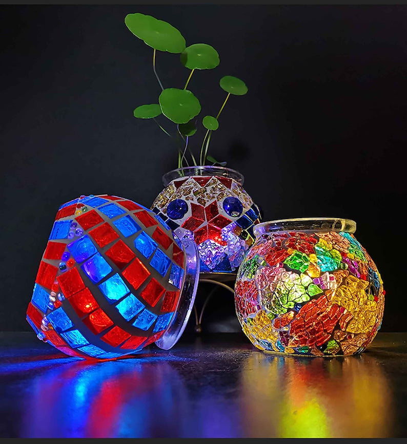 Glass Mosaic Candle Holder DIY Kit Tea Light Holders Mosaic candle holders for bohemian home decor