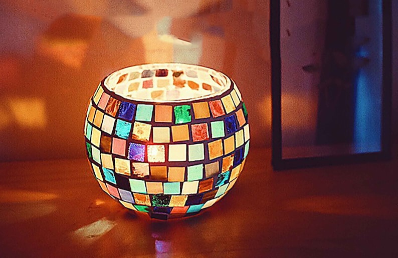 Glass Mosaic Candle Holder DIY Kit Tea Light Holders Mosaic candle holders for bohemian home decor