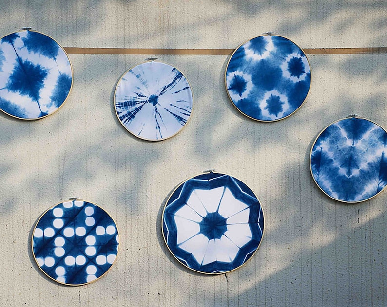 Indigo Art Kit Natural Indigo Dye Kit DIY Shibori Wall Art Indigo Art With Hoop