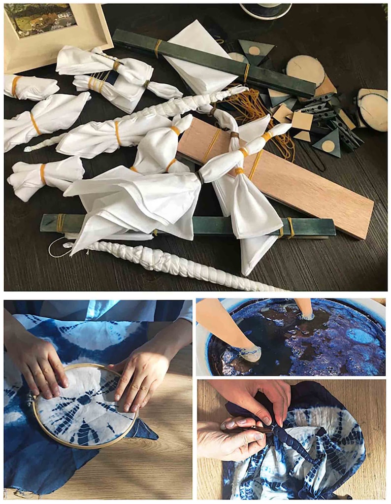 Indigo Art Kit Natural Indigo Dye Kit DIY Shibori Wall Art Indigo Art With Hoop