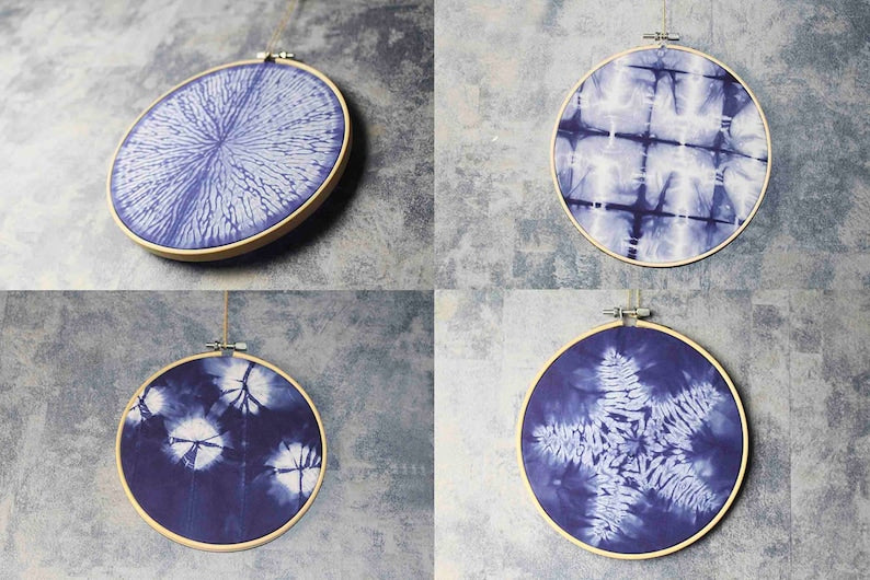 Indigo Art Kit Natural Indigo Dye Kit DIY Shibori Wall Art Indigo Art With Hoop