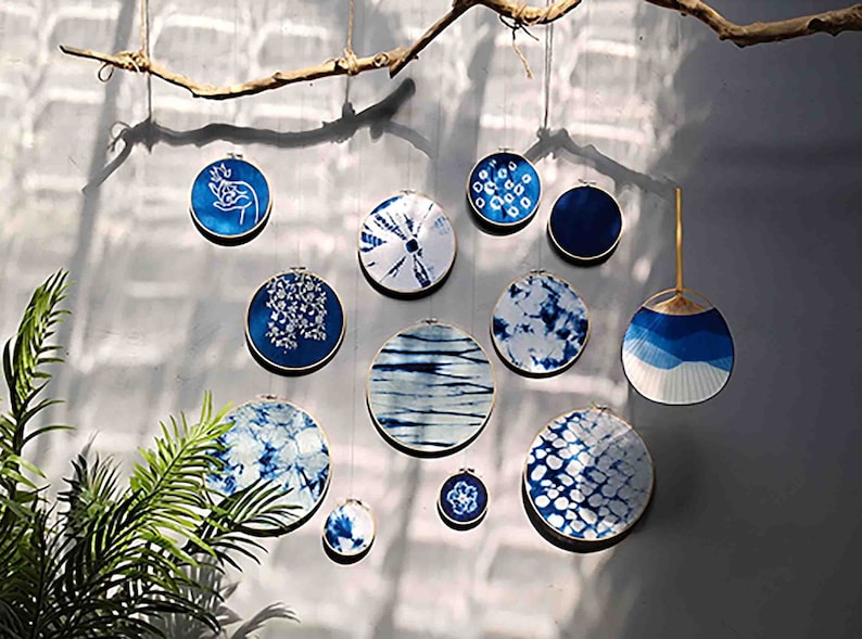Indigo Art Kit Natural Indigo Dye Kit DIY Shibori Wall Art Indigo Art With Hoop