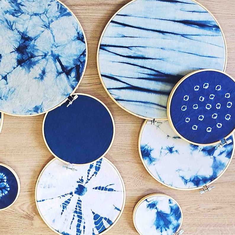 Indigo Art Kit Natural Indigo Dye Kit DIY Shibori Wall Art Indigo Art With Hoop