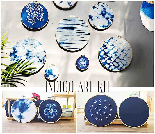 Indigo Art Kit Natural Indigo Dye Kit DIY Shibori Wall Art Indigo Art With Hoop