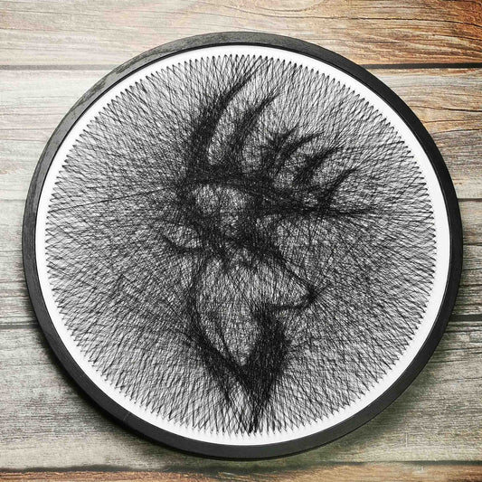 Deer with Antler One Thread String Art Sign Wall Decor Complete DIY Kit Home Activities Gift for Hunters