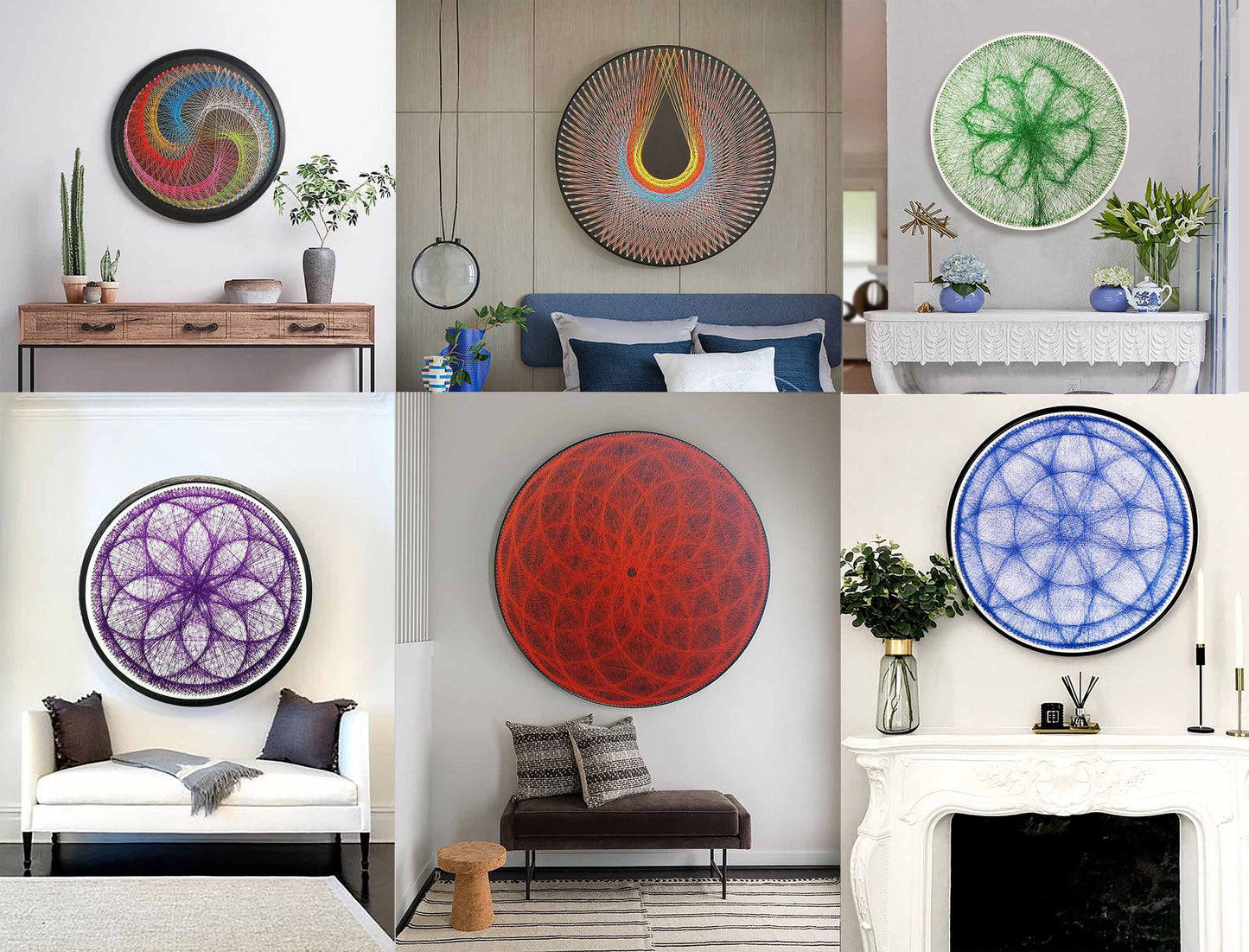 Blue Lotus Mandala String Art DIY Kit Zen Decoration Feng Shui Wall Art