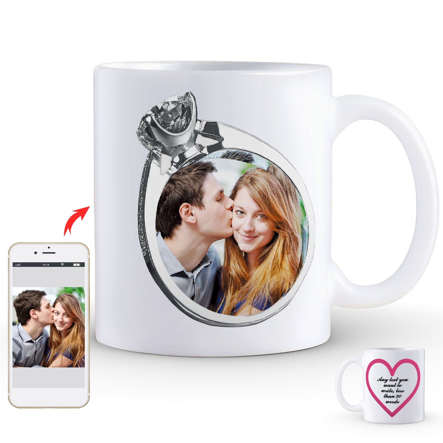 Personalised Mug with Your Picture and Your Message, Custom Mug with Picture Logo Text, Personalised Christmas Birthday Gift for Mum, Dad on Anniversary Weeding Birthday