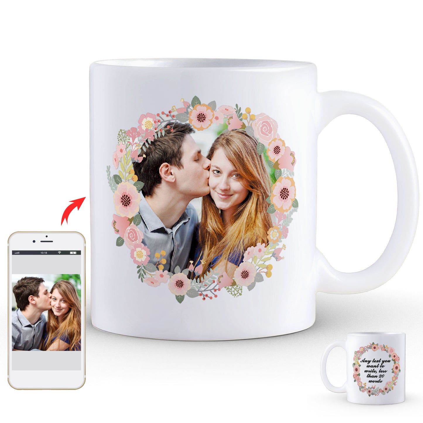 Personalised Mug with Your Picture and Your Message, Custom Mug with Picture Logo Text, Personalised Christmas Birthday Gift for Mum, Dad on Anniversary Weeding Birthday