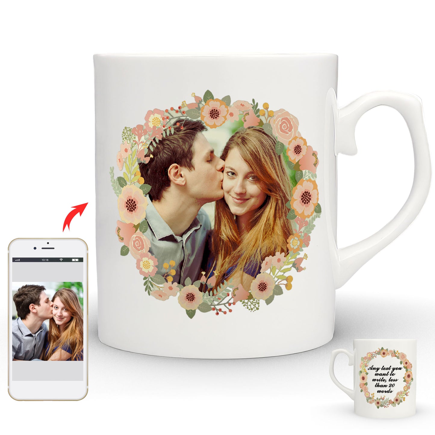 Personalised Mug with Your Picture and Your Message, Custom Mug with Picture Logo Text, Personalised Christmas Birthday Gift for Mum, Dad on Anniversary Weeding Birthday