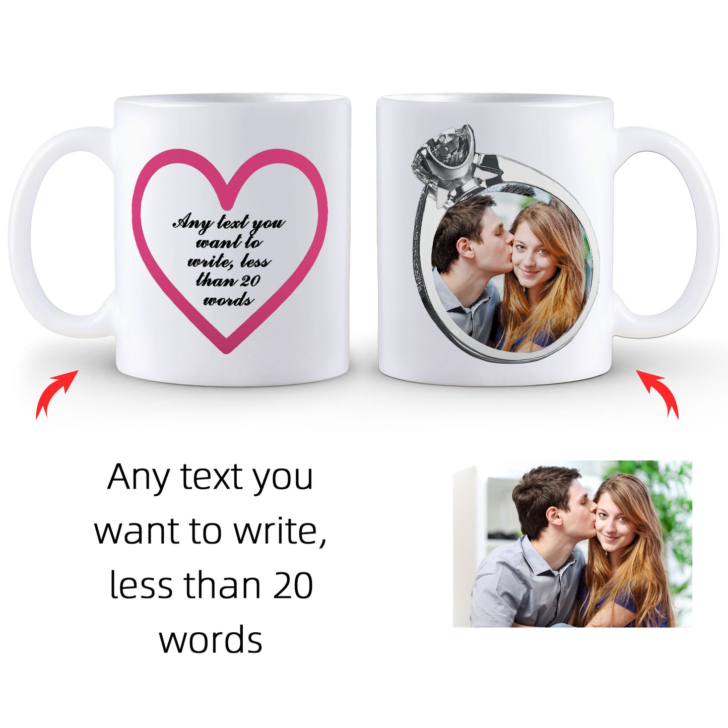 Personalised Mug with Your Picture and Your Message, Custom Mug with Picture Logo Text, Personalised Christmas Birthday Gift for Mum, Dad on Anniversary Weeding Birthday