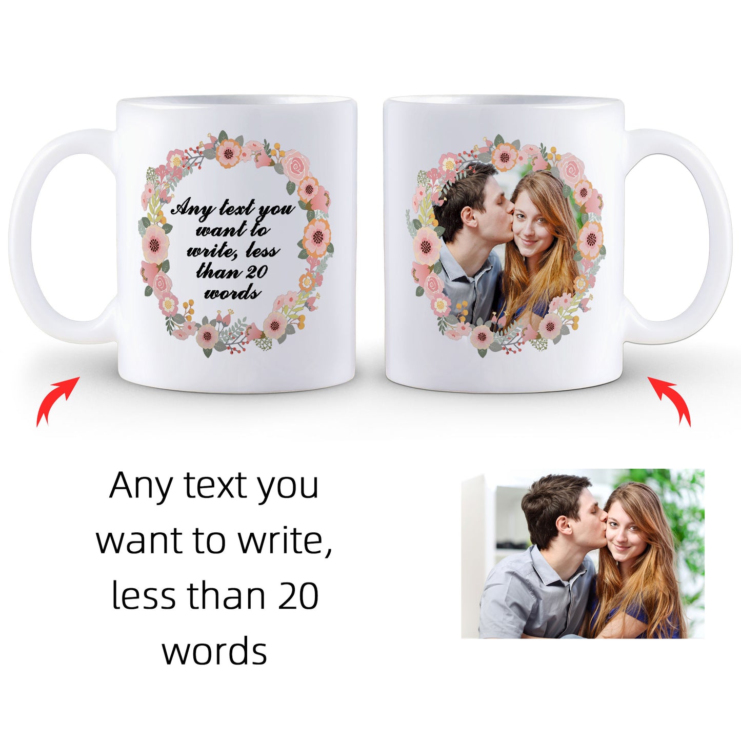 Personalised Mug with Your Picture and Your Message, Custom Mug with Picture Logo Text, Personalised Christmas Birthday Gift for Mum, Dad on Anniversary Weeding Birthday