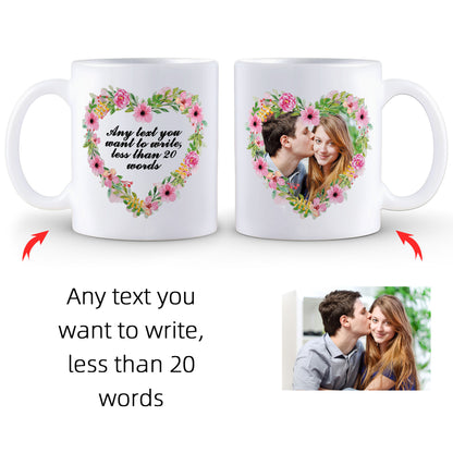 Personalised Mug with Your Picture and Your Message, Custom Mug with Picture Logo Text, Personalised Christmas Birthday Gift for Mum, Dad on Anniversary Weeding Birthday